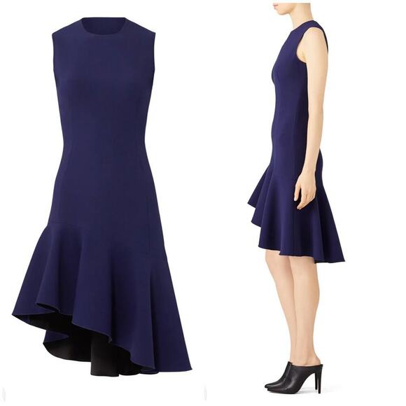 Elizabeth and James Dress Dev Flounce Asymmetric Mini Sleeveless Navy Blue S - Picture 2 of 8